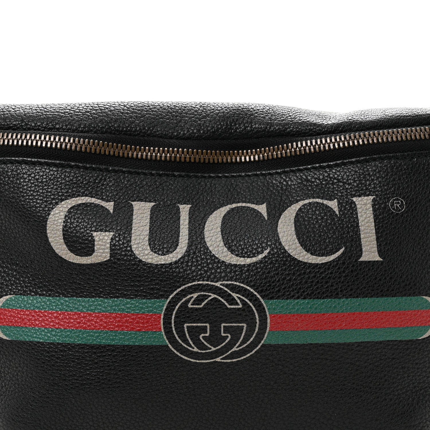 Gucci Grained Calfskin Logo Belt Bag Black