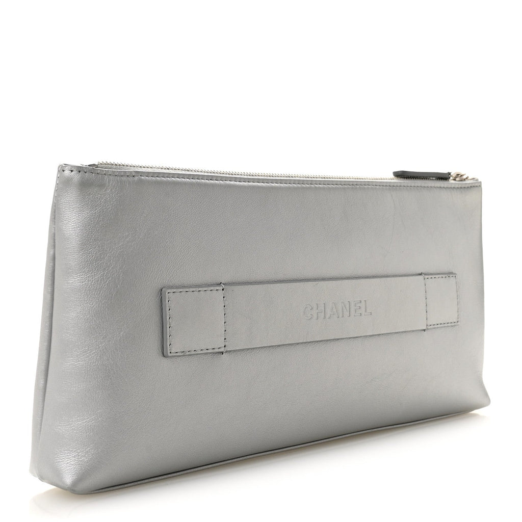 Metallic Calfskin Keyboard Pouch Silver