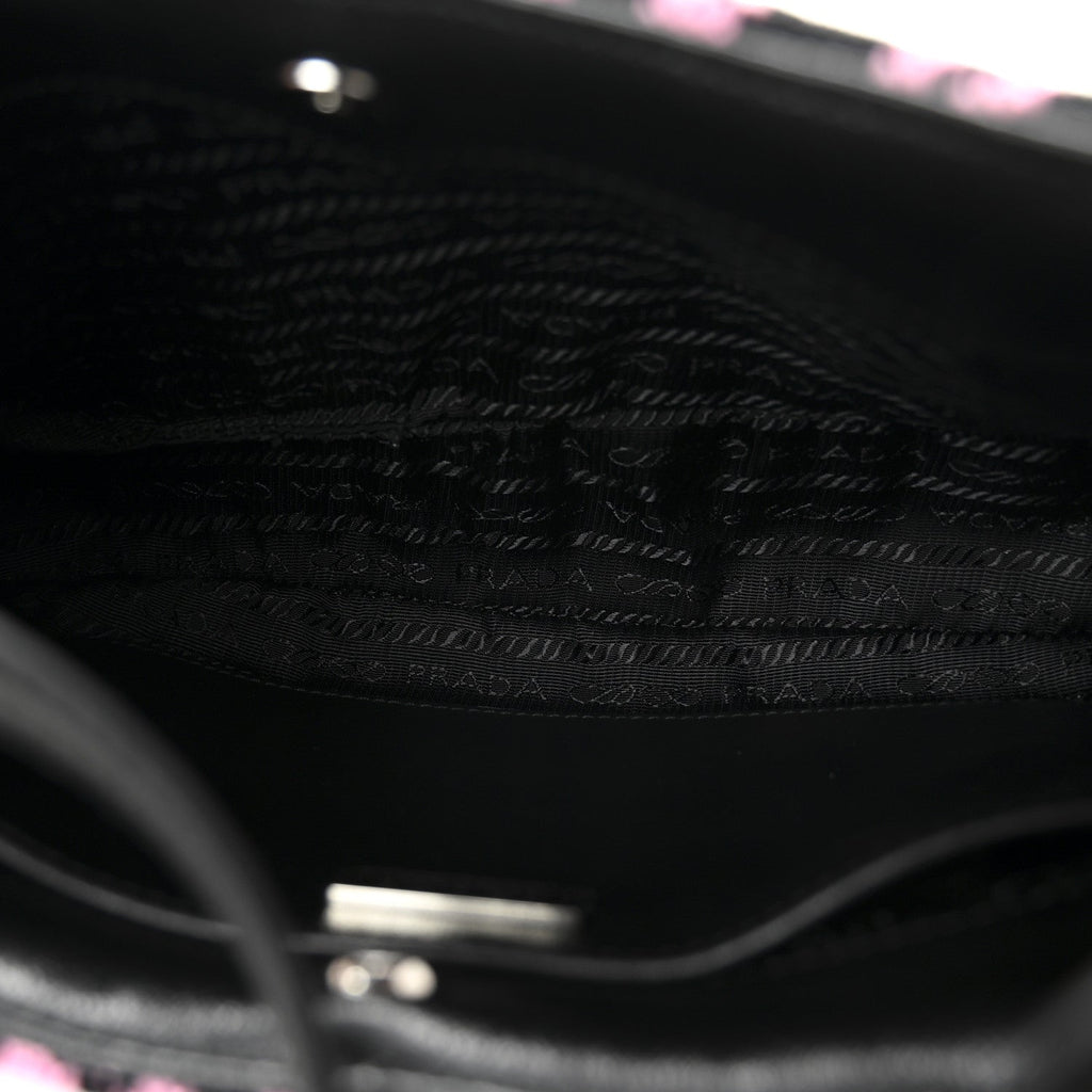 Prada Maglia Jacquard Cleo Shoulder Bag Black Rosa