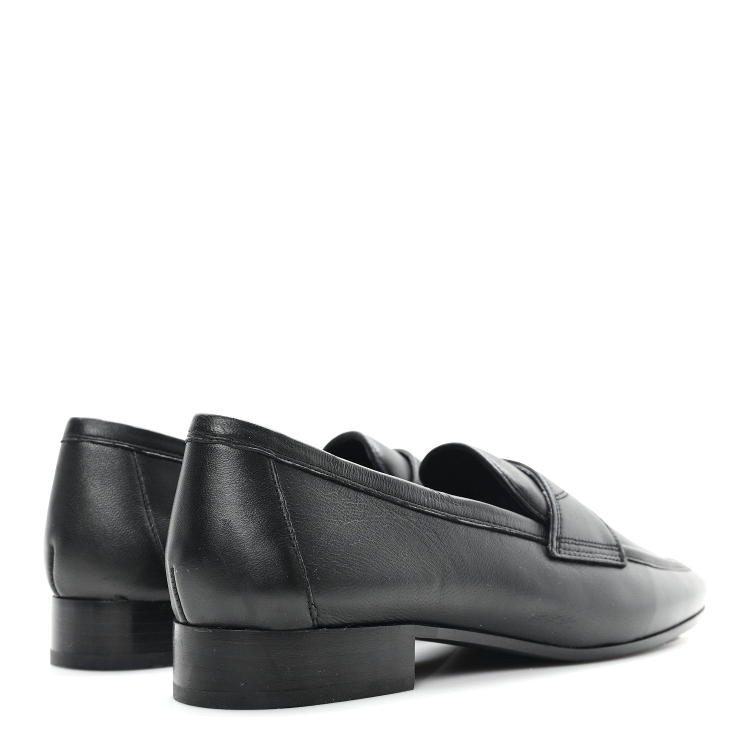 Calfskin Womens Stitched CC Loafers 38 Black
