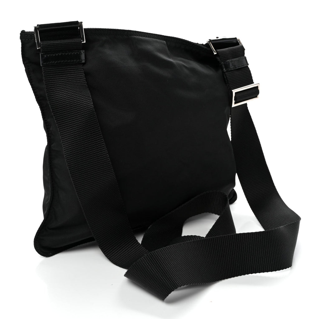 Prada Nylon Vela Flat Messenger Bag Black
