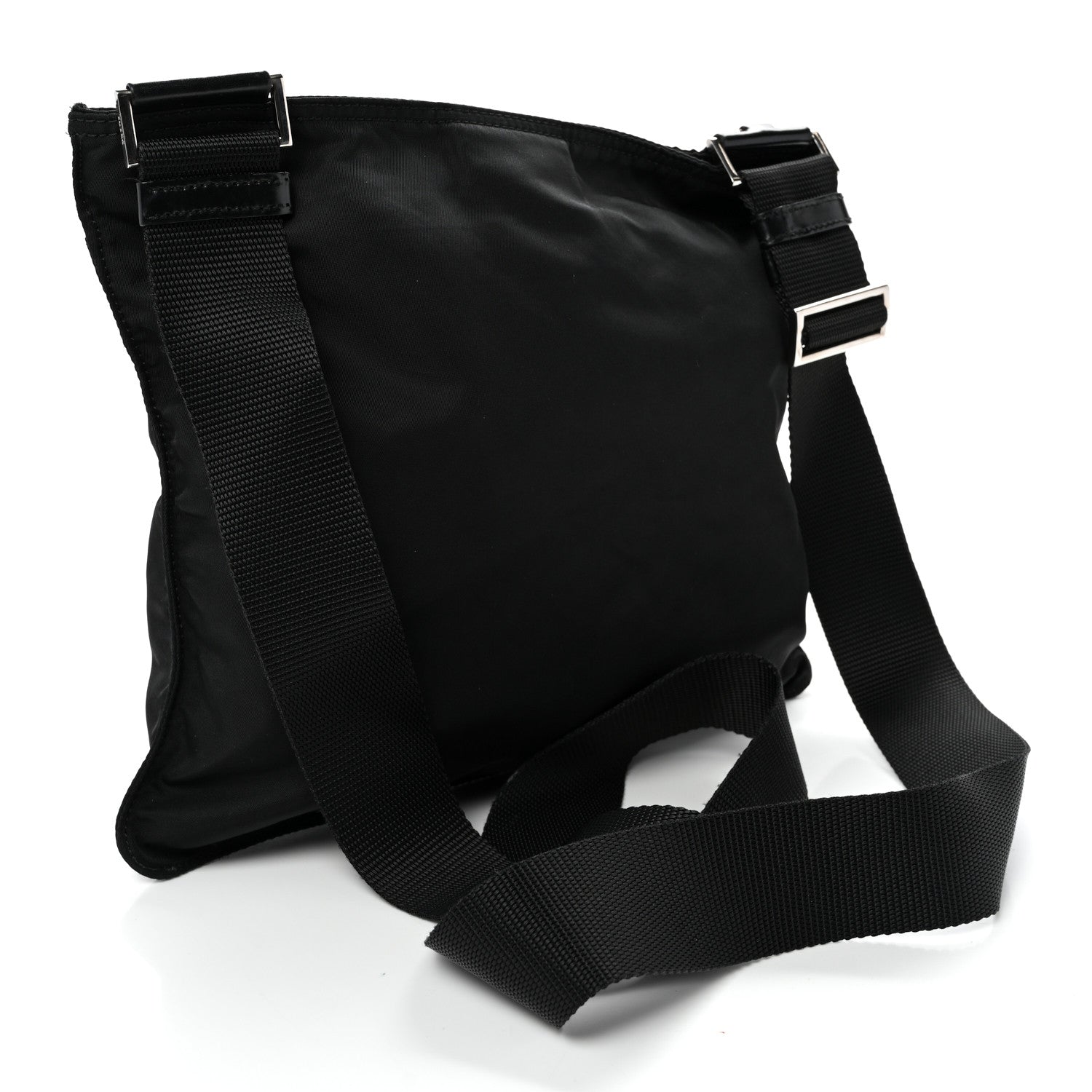 Prada Nylon Vela Flat Messenger Bag Black