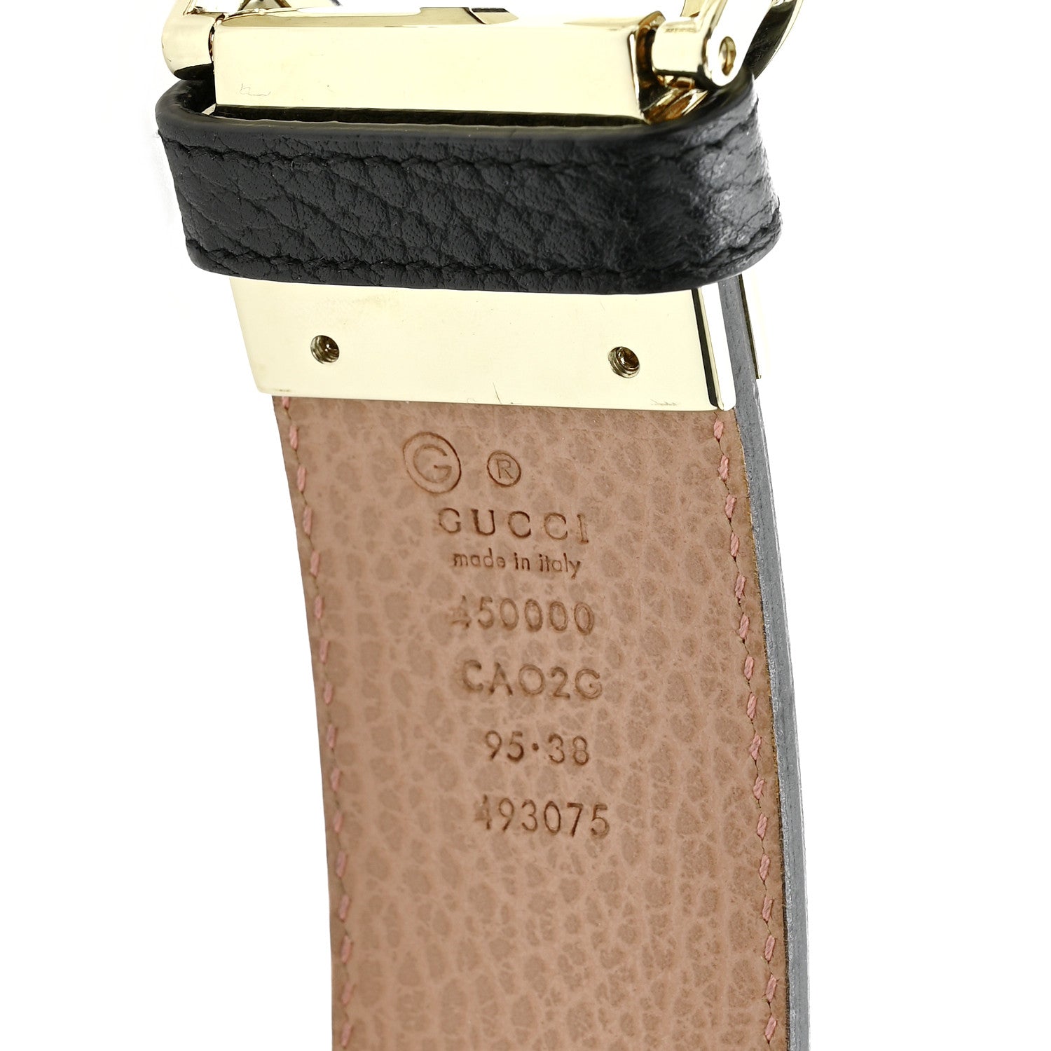 Gucci Calfskin 1973 Reversible Belt 95 38 Black Pink