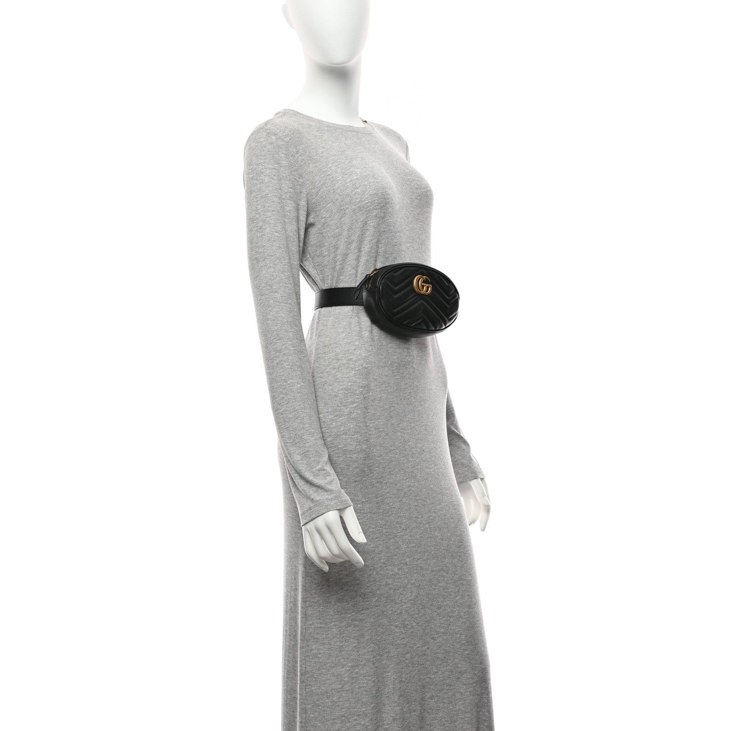 Gucci Calfskin Matelasse GG Marmont Belt Bag 85 34 Black