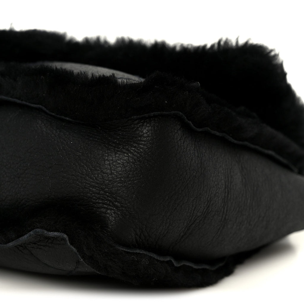 Chanel Shearling Quilted Medium Single Flap Black