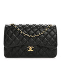 Chanel Lambskin Quilted Jumbo Double Flap Black
