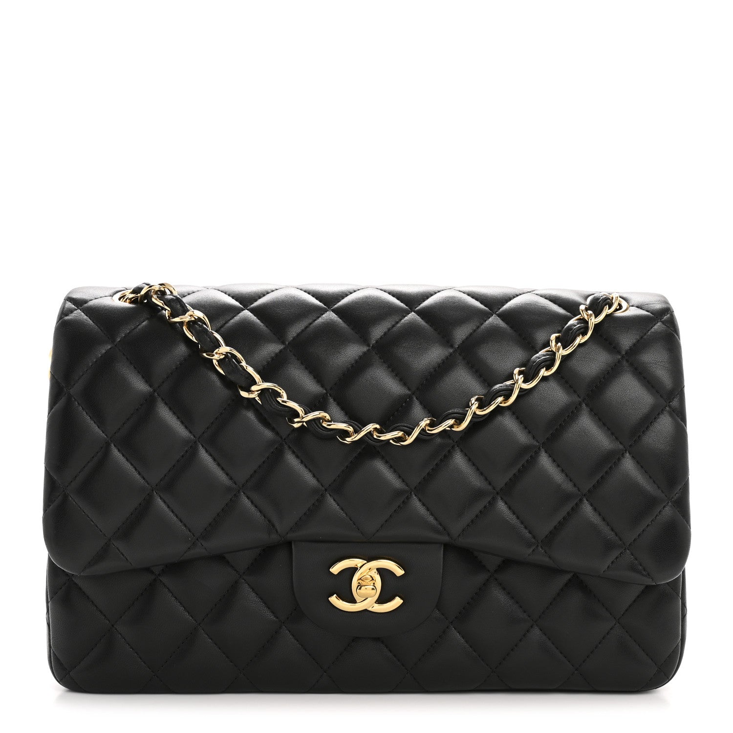 Chanel Lambskin Quilted Jumbo Double Flap Black