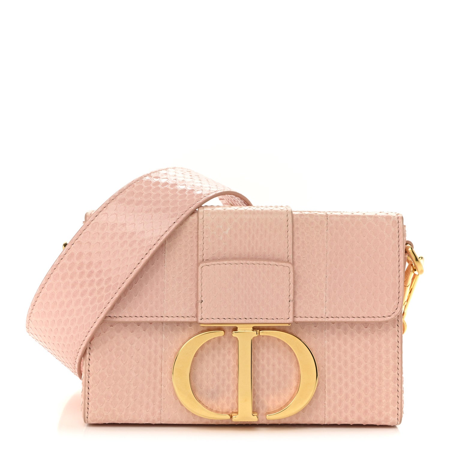 Christian Dior Snakeskin 30 Montaigne Box Bag Rose Clair
