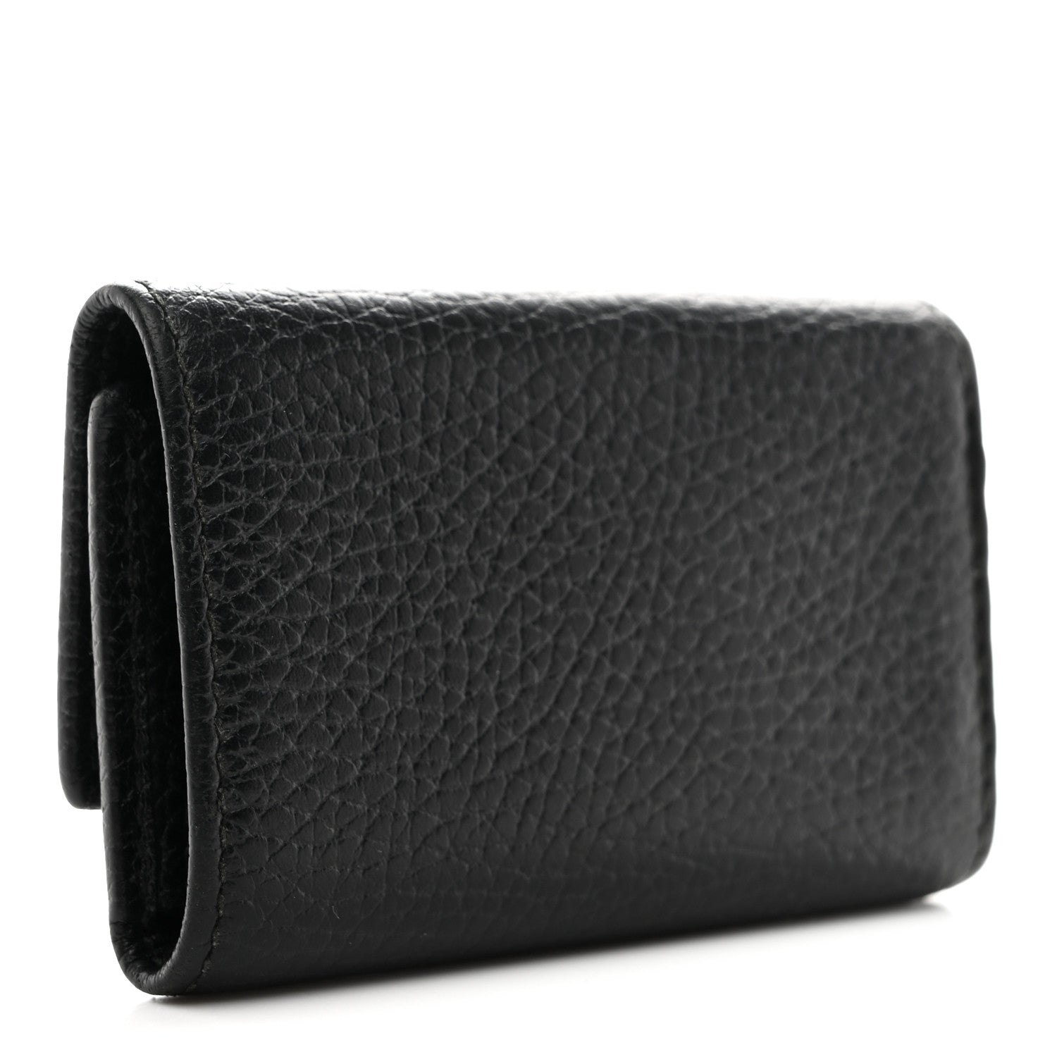 Gucci Pebbled Calfskin GG Marmont 6 Key Holder Black