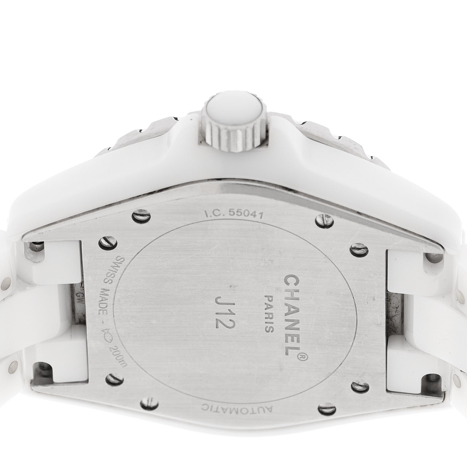 Chanel Stainless Steel Ceramic Diamond Dial 38mm J12 Automatic Watch White