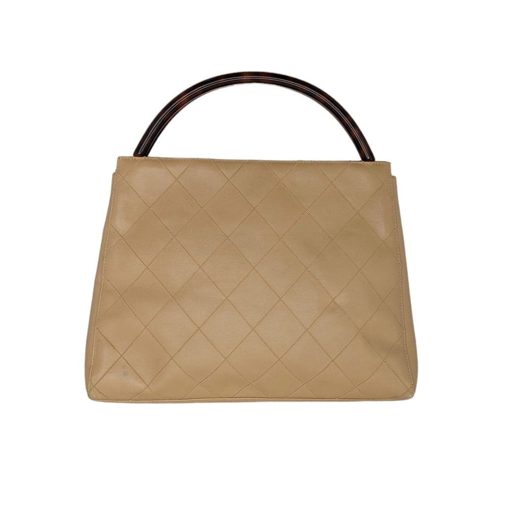 Chanel bag Vintage Beige Quilted Tortoise Motif Handle Bag