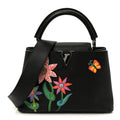 Louis Vuitton LV X YK Taurillon Inlaid Kusama Flowers Capucines BB Black