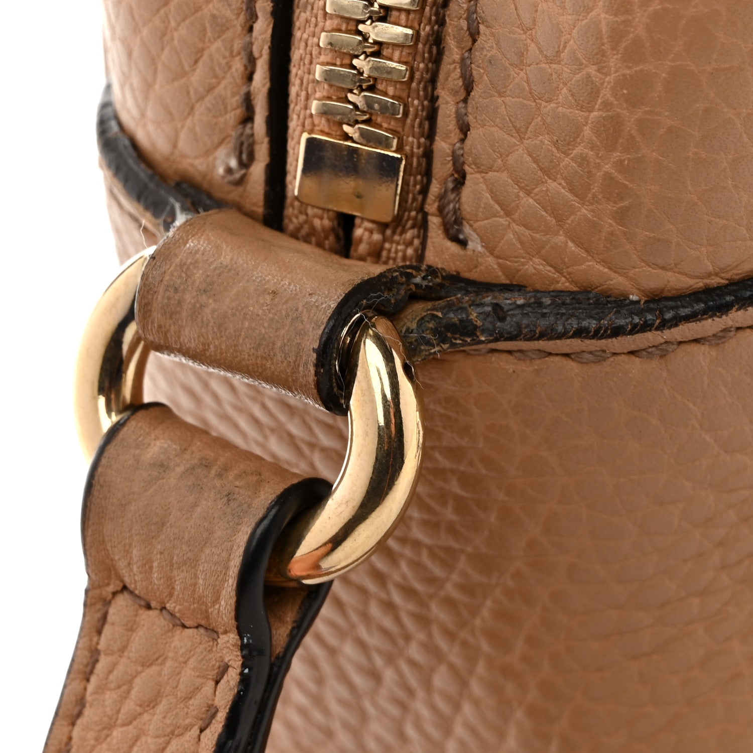 Gucci Pebbled Calfskin Small Soho Disco Bag Camelia