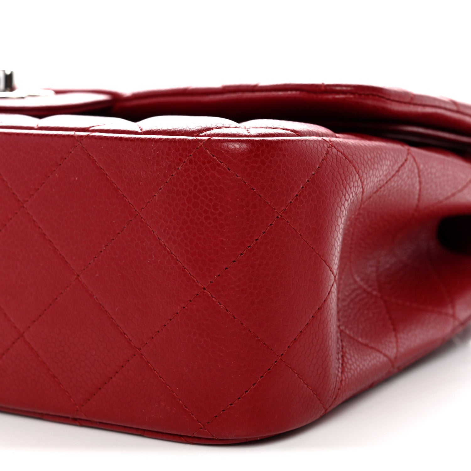 Chanel Caviar Quilted Jumbo Double Flap Dark Red