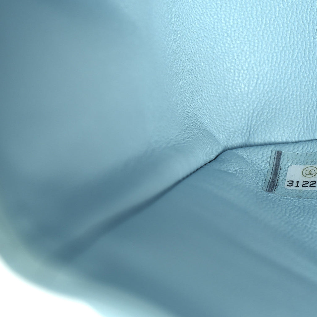 Chanel Lambskin Quilted Medium Double Flap Light Blue