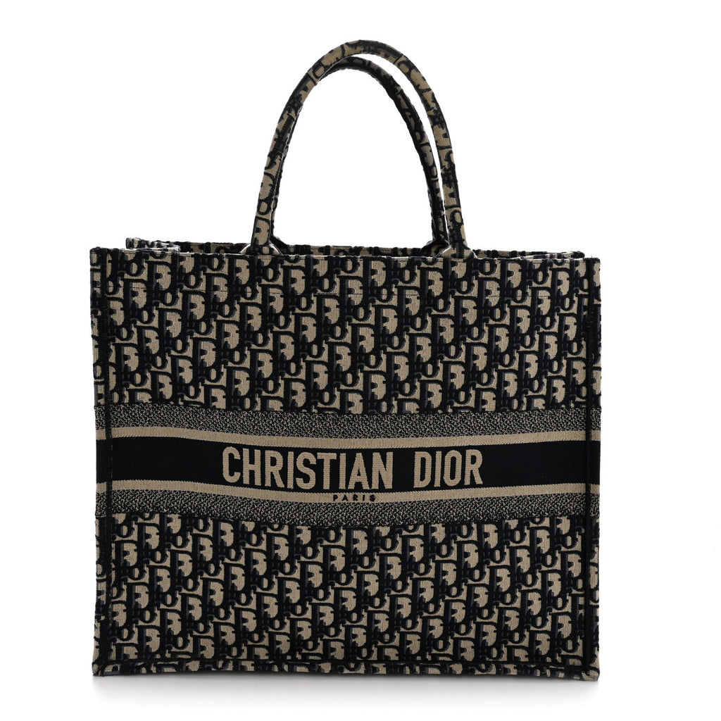Christian Dior Oblique Large Book Tote Blue Multicolor