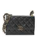 Chanel Lambskin Quilted Chanel 19 Chain Flap Wallet Black