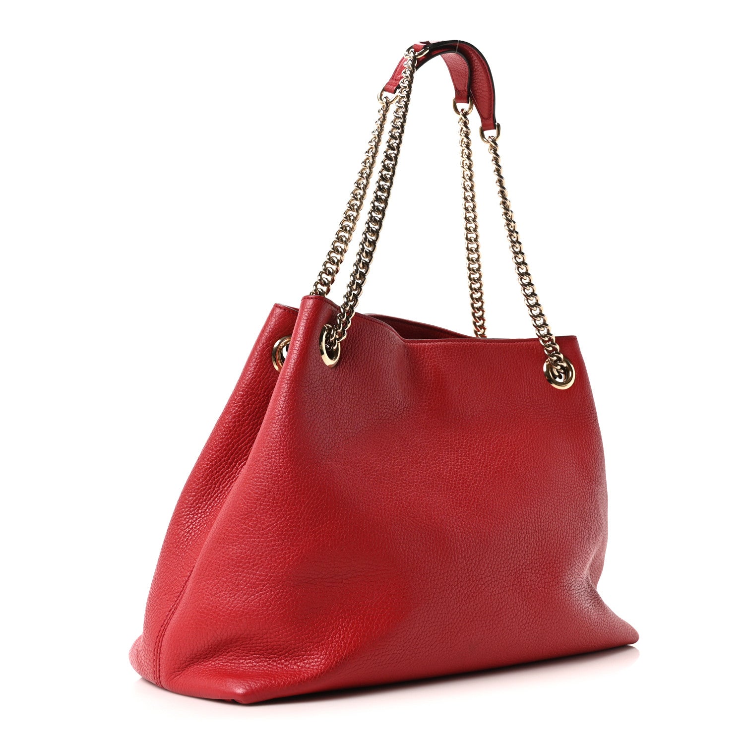 Gucci Pebbled Calfskin Medium Soho Chain Shoulder Bag Tabasco Red