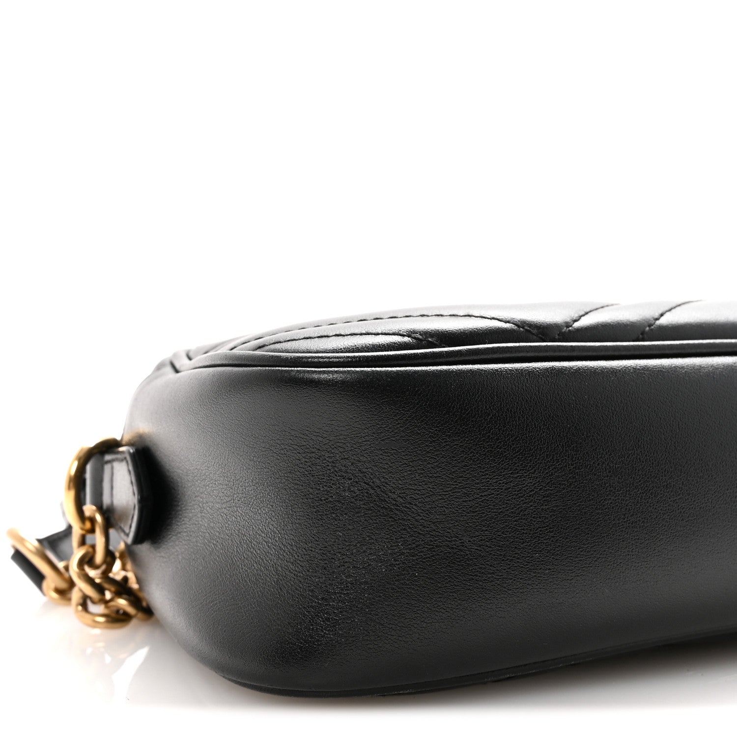 Gucci Calfskin Matelasse Small GG Marmont Chain Shoulder Bag Black