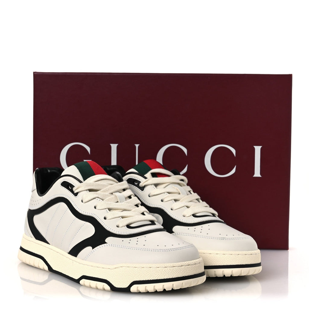 Gucci Sparrow Calfskin Mens Re-Web Sneakers 8 Green White Black