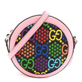 Gucci GG Supreme Monogram Psychedelic Round Shoulder Bag Black Multicolor Sugar Pink