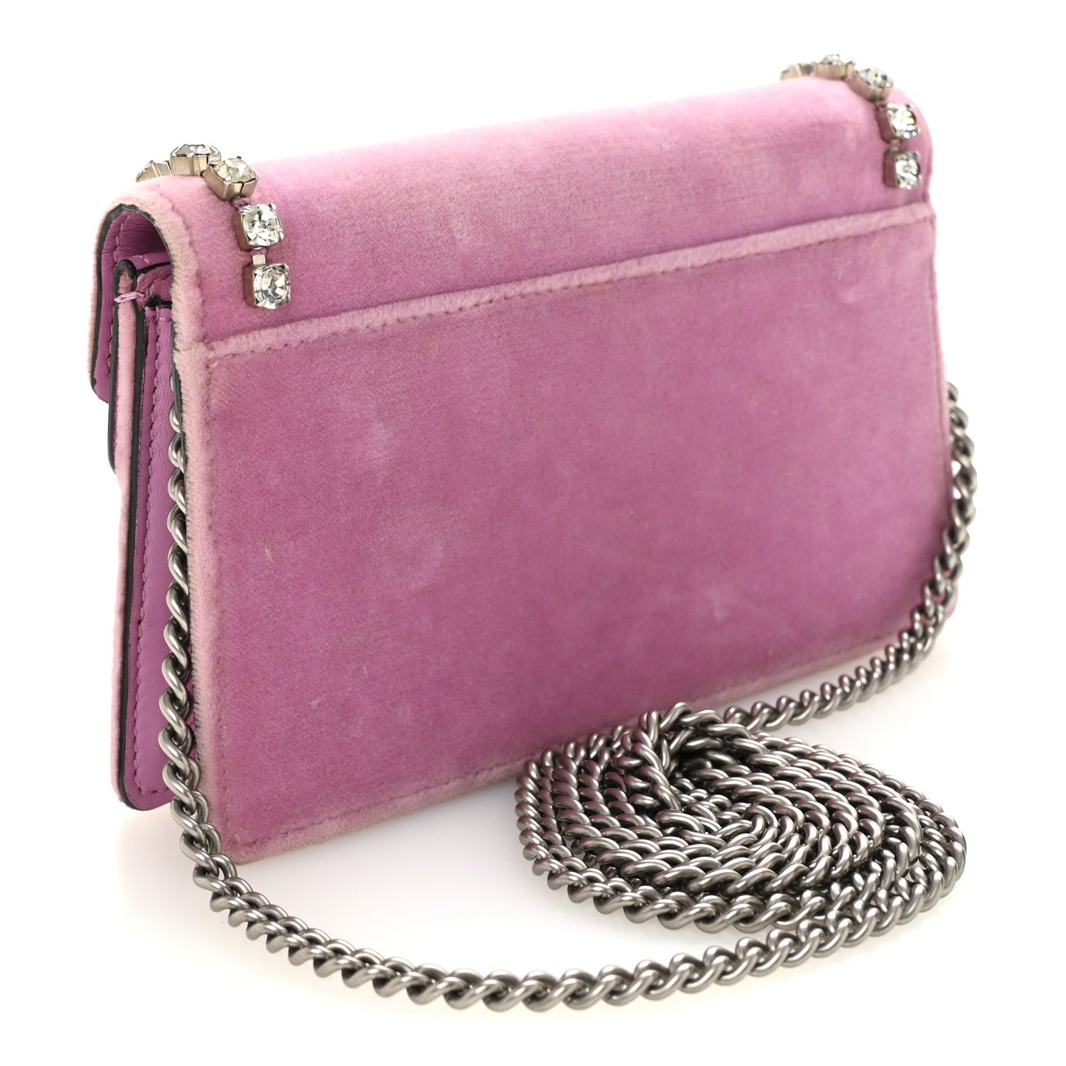 Gucci Velvet Crystal Super Mini Dionysus Shoulder Bag Malva
