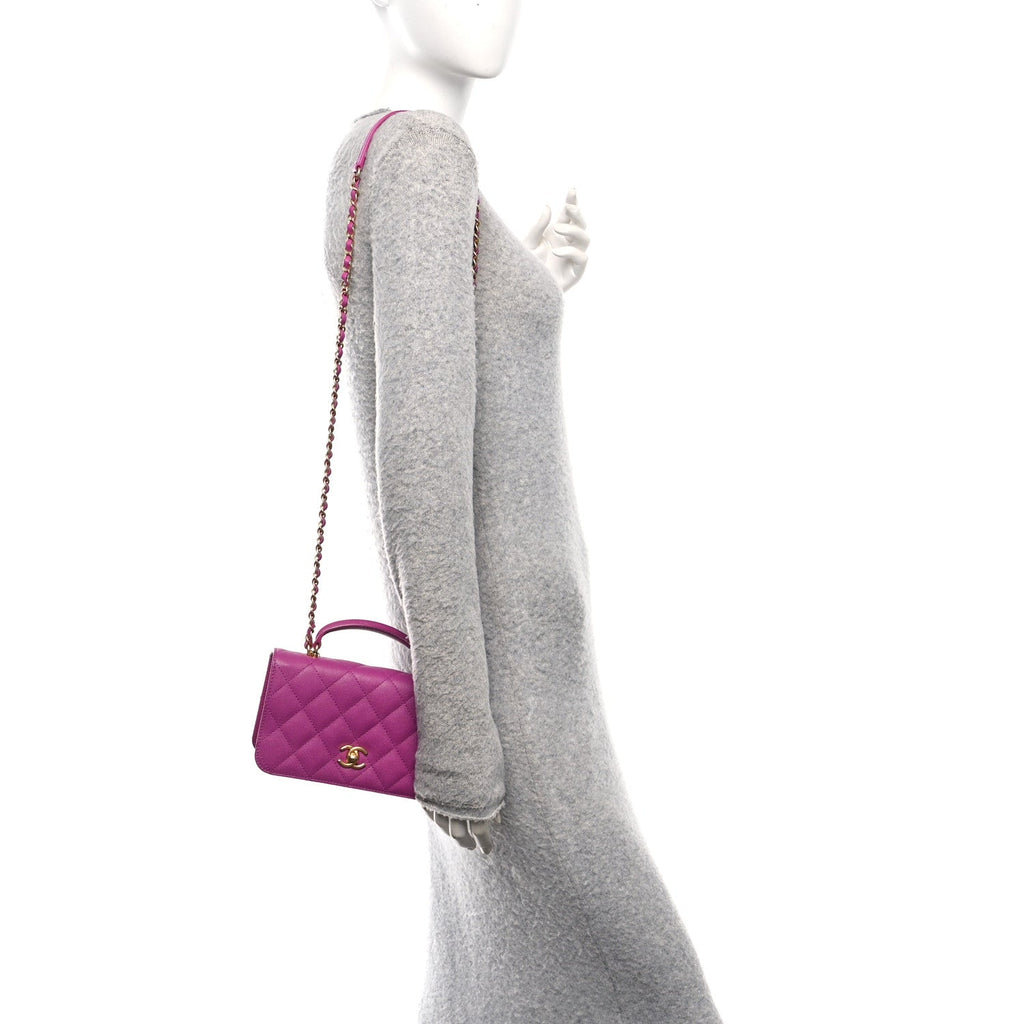 Chanel Caviar Quilted Mini Top Handle Flap Dark Pink