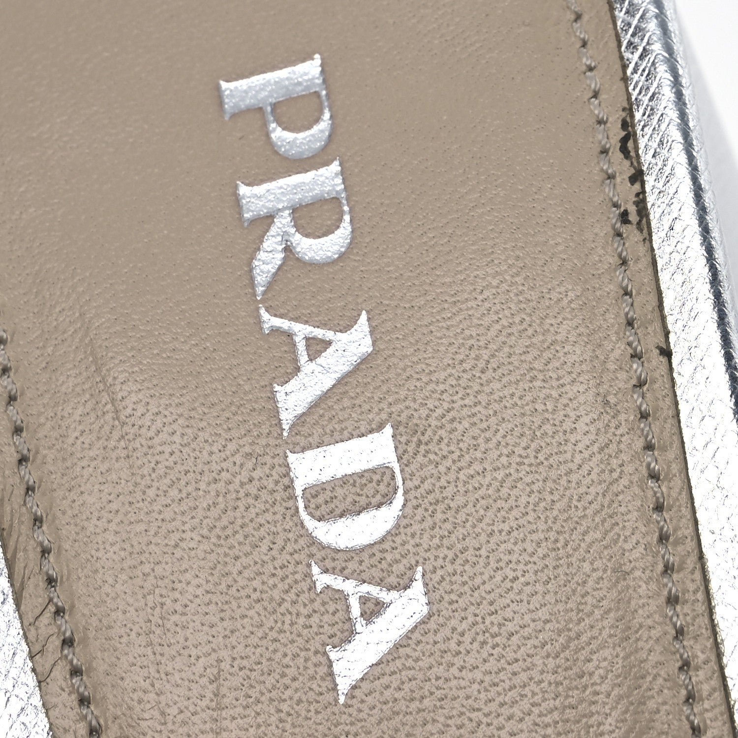 Prada Metallic Saffiano Crisscross Platform Sandals 41 Silver