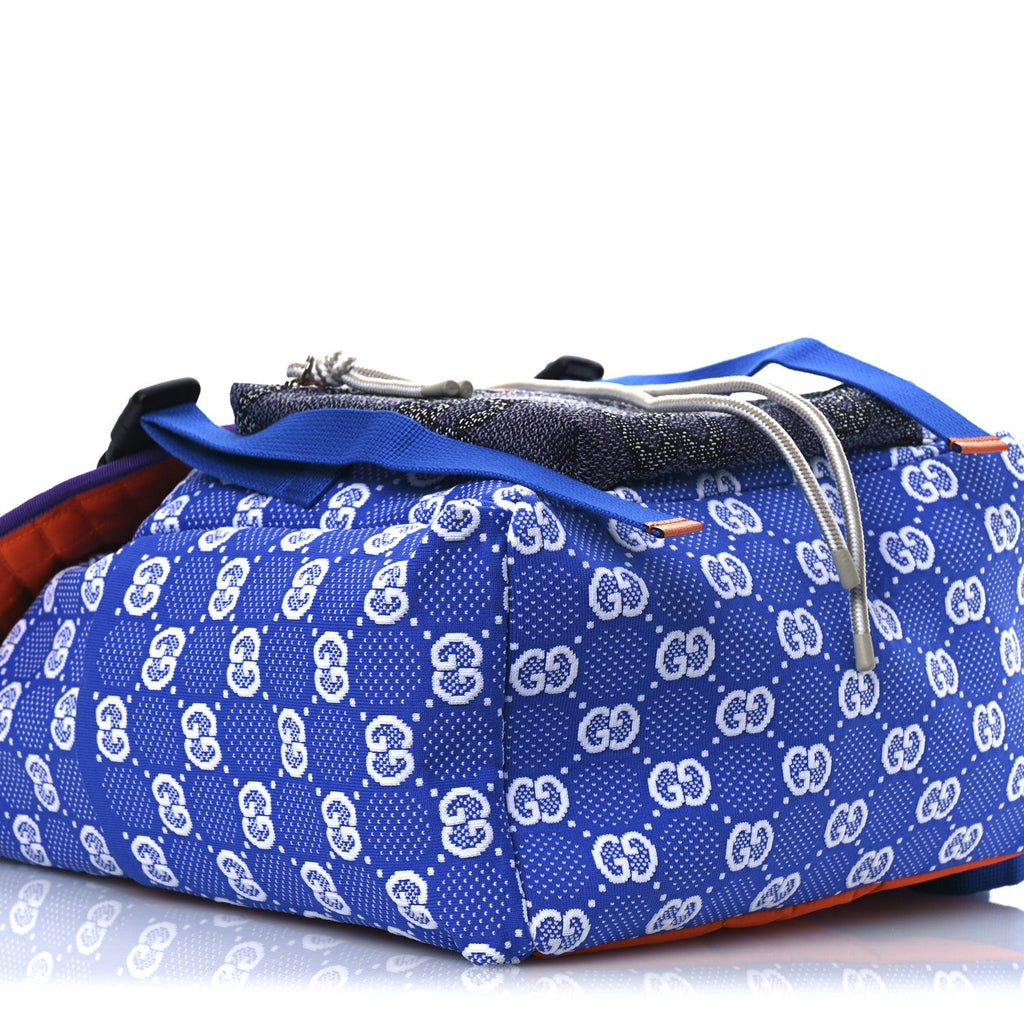 Gucci Jersey GG Monogram All Over Pan Sport Double Buckle Backpack  Blue Multicolor