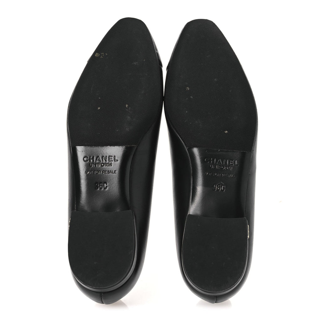 Lambskin Cap Toe CC Uniform Pumps 36 Black