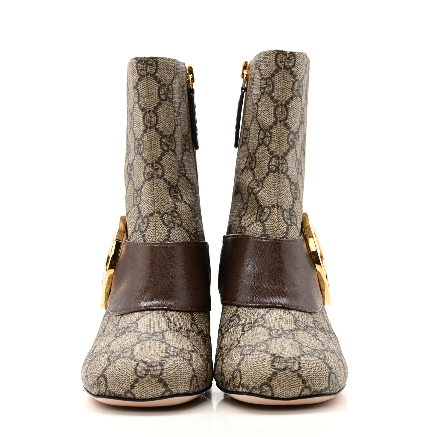 Gucci GG Supreme Monogram Malaga Kid Blondie 55mm Ankle Boots 35 Beige Ebony New Acero