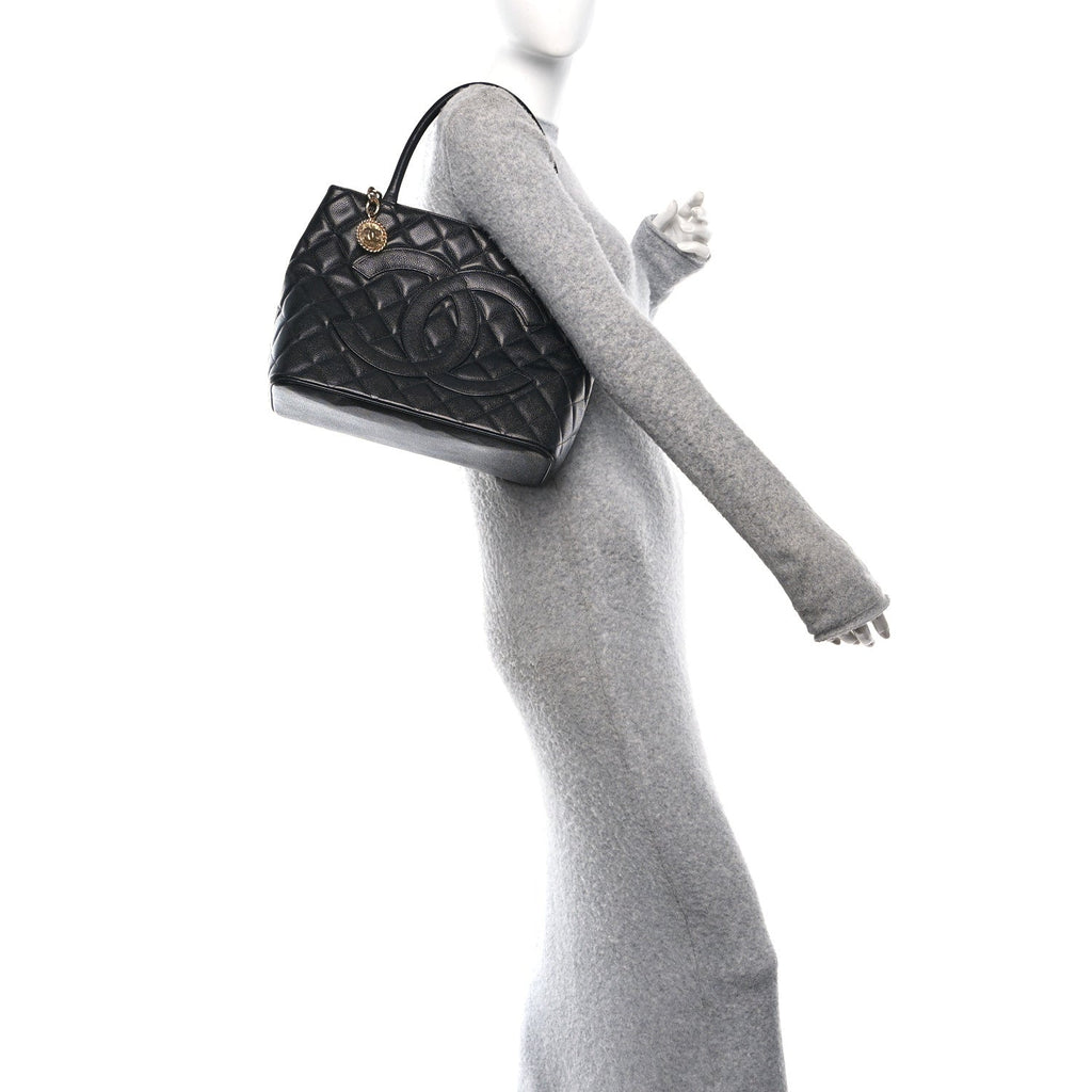 Chanel Caviar Quilted Medallion Tote Black