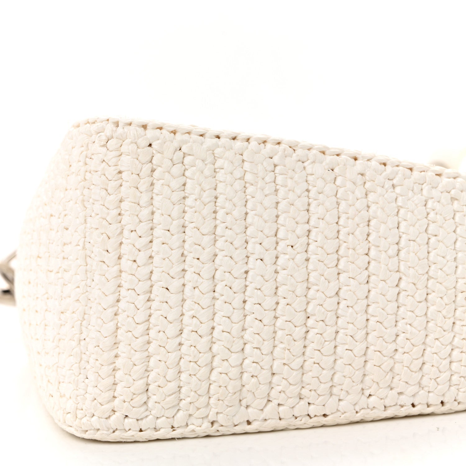 Prada Yarn Raffia Effect Crochet Triangle Shoulder Bag White