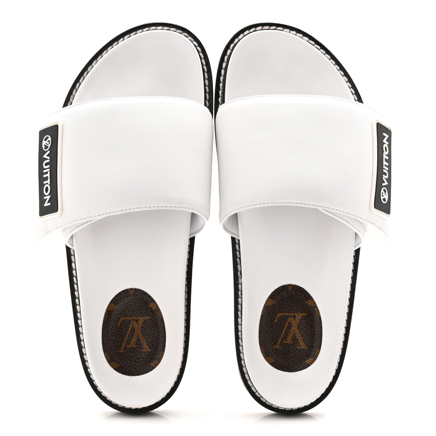 Louis Vuitton Calfskin Sunset Flat Mule Sandals 39 White