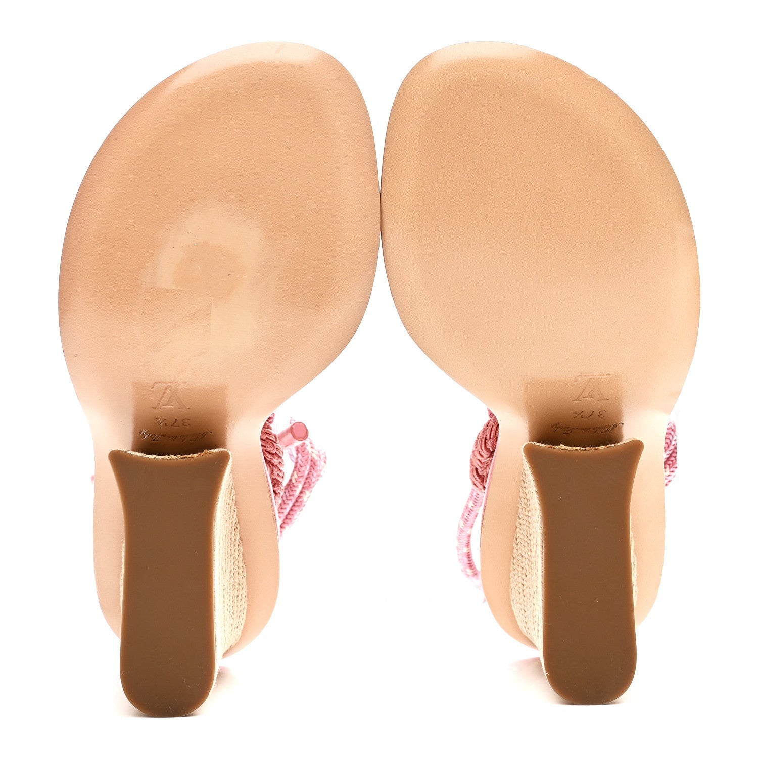 Louis Vuitton Fabric Maia Rope Wedge Sandal 37.5 Rose Clair