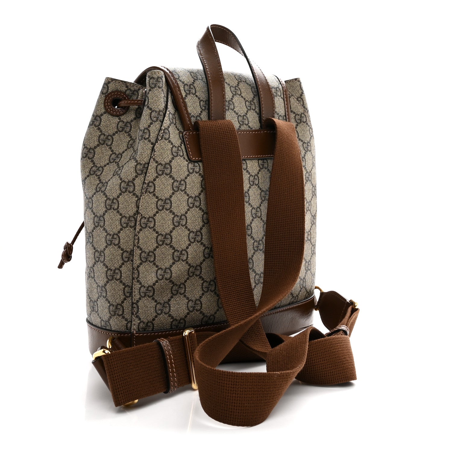 Gucci GG Supreme Monogram Azalea Calfskin Retro Interlocking G Buckle Backpack Beige Ebony Brown Sugar