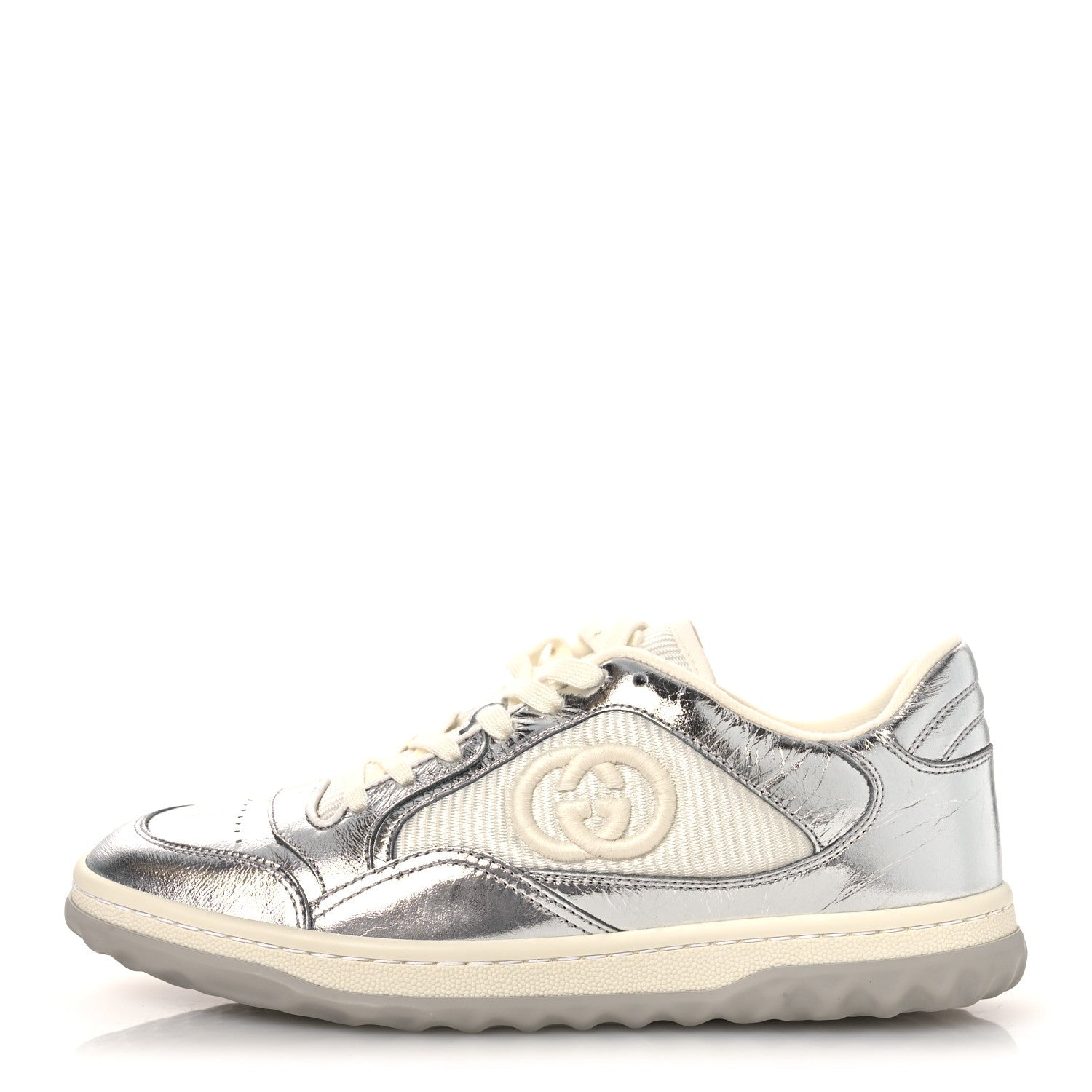 Gucci Ginza Calfskin MAC80 Womens Sneakers 38.5 Silver Off White