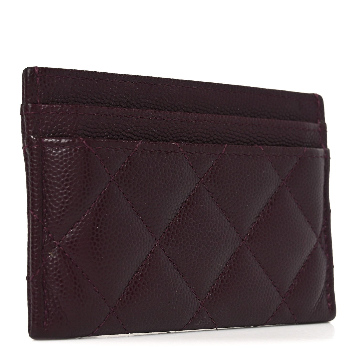 Caviar Quilted Crystal Card Holder Burgundy