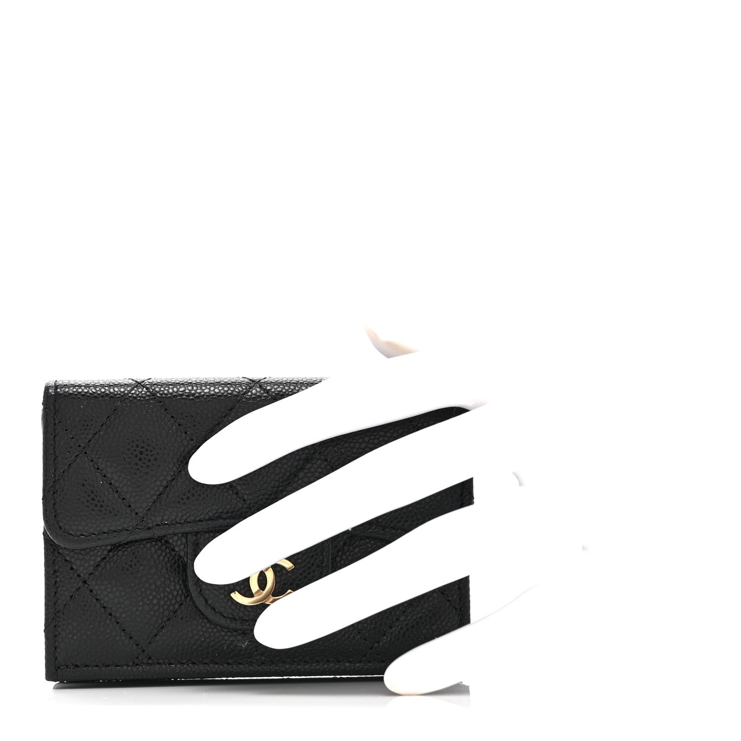 Caviar Quilted Double Flap Wallet Black