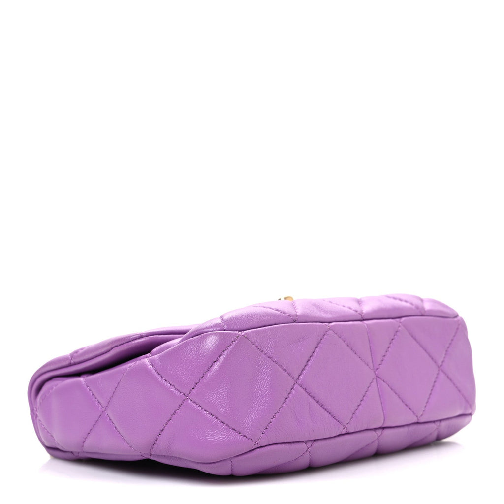 Chanel Lambskin Quilted Mini Lacquered Chain Flap Purple
