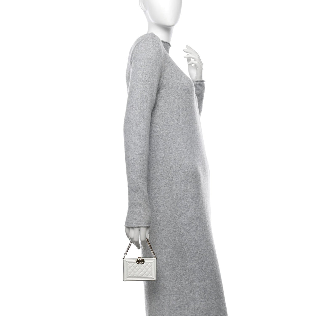 Chanel Patent Calfskin Boy Minaudiere White