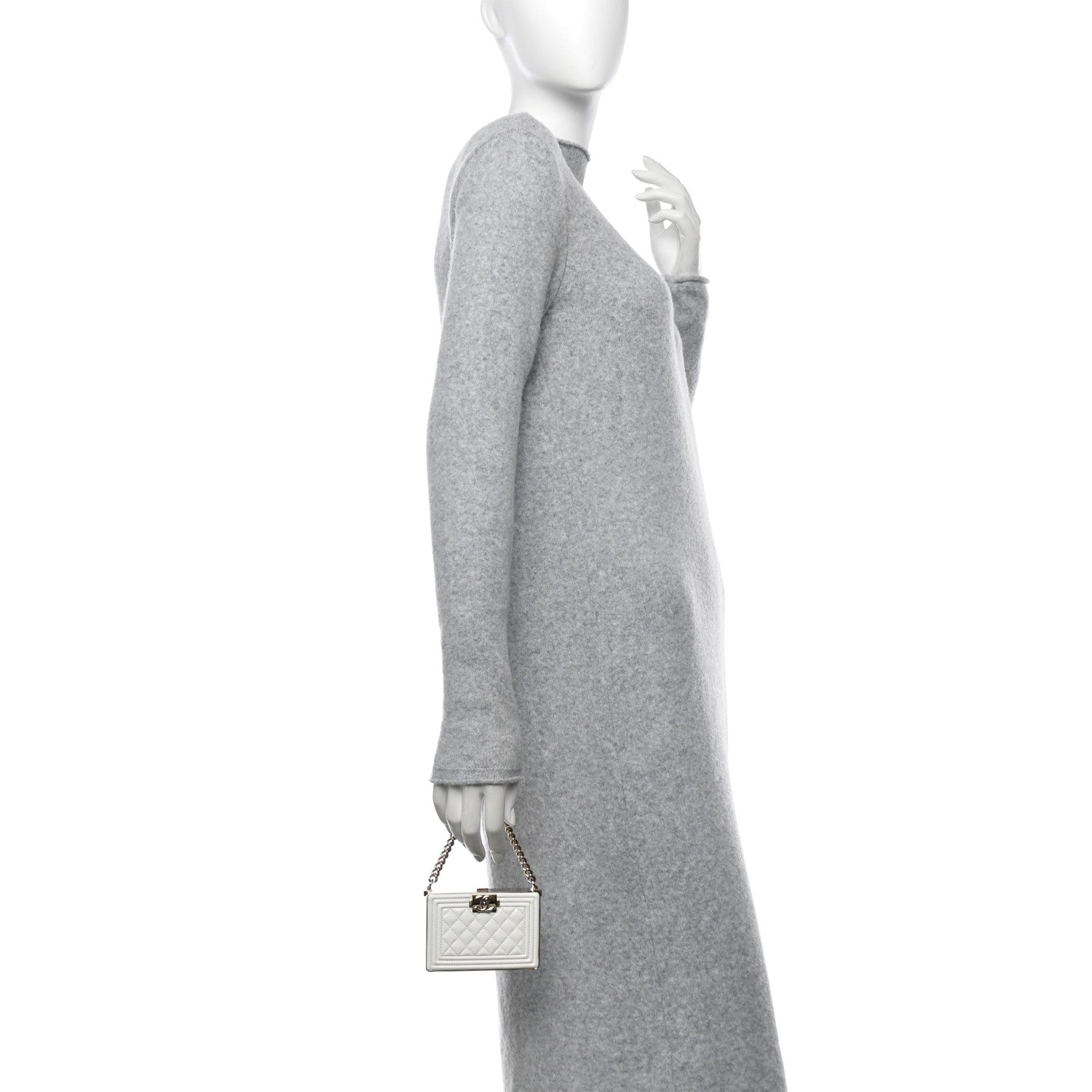 Chanel Patent Calfskin Boy Minaudiere White