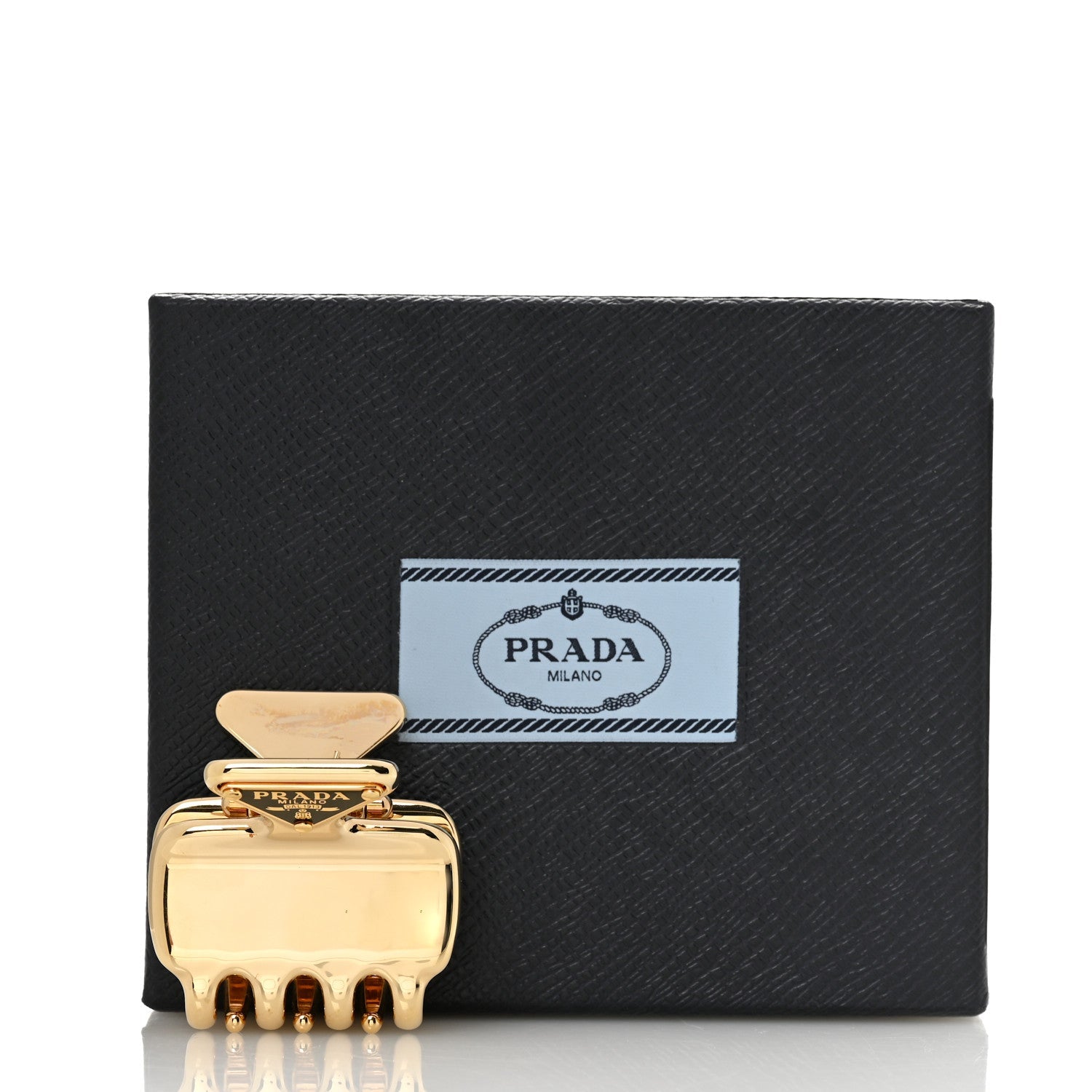 Prada Metal Triangle Mini Hair Clip Gold