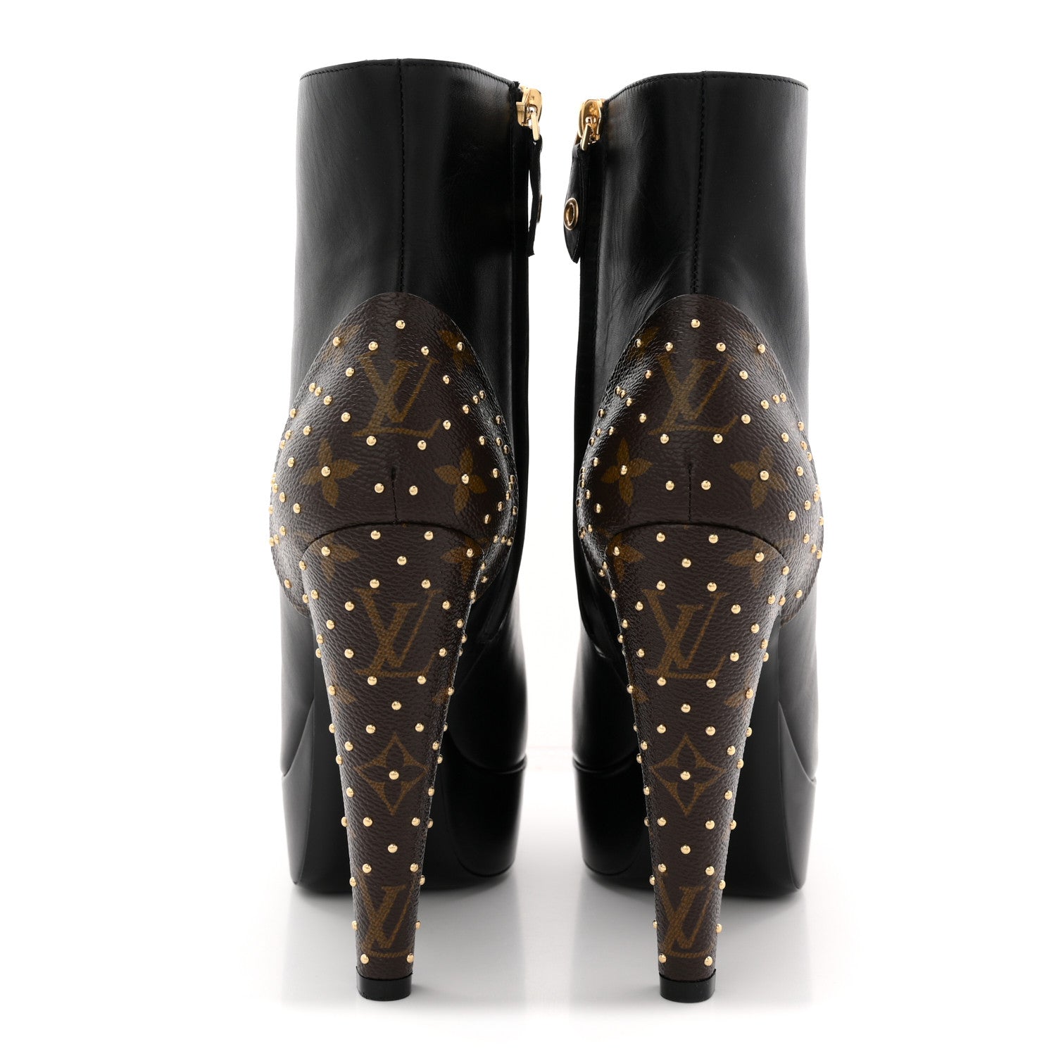 Louis Vuitton Soft Calfskin Monogram Afterglow Platform Ankle Boots 39 Black
