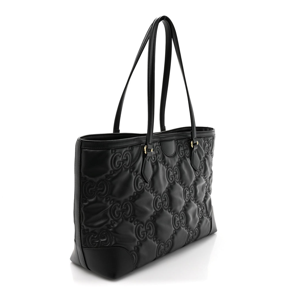 Gucci Calfskin GG Matelasse Medium Ophidia Shopping Tote Black