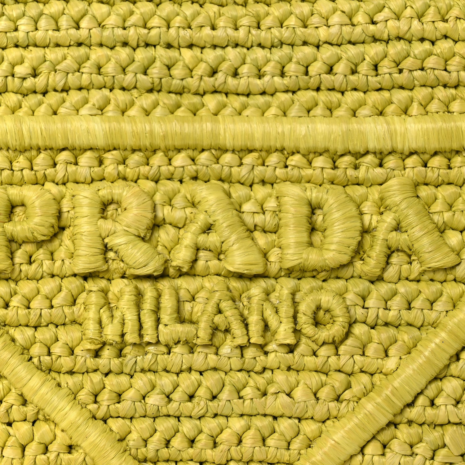 Prada Yarn Raffia Effect Crochet Triangle Shoulder Bag Giallo