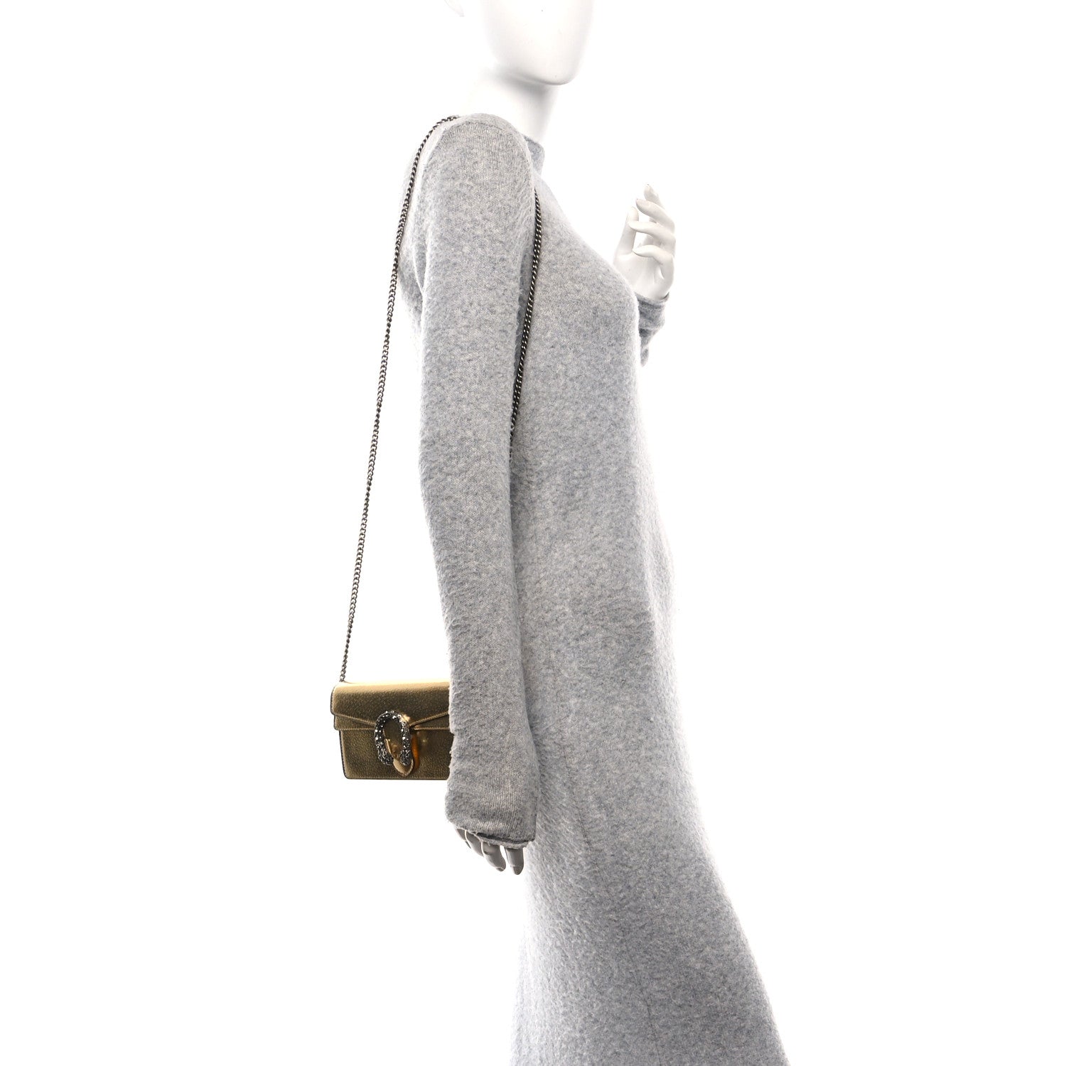 Gucci Metallic Calfskin Super Mini Dionysus Shoulder Bag Gold