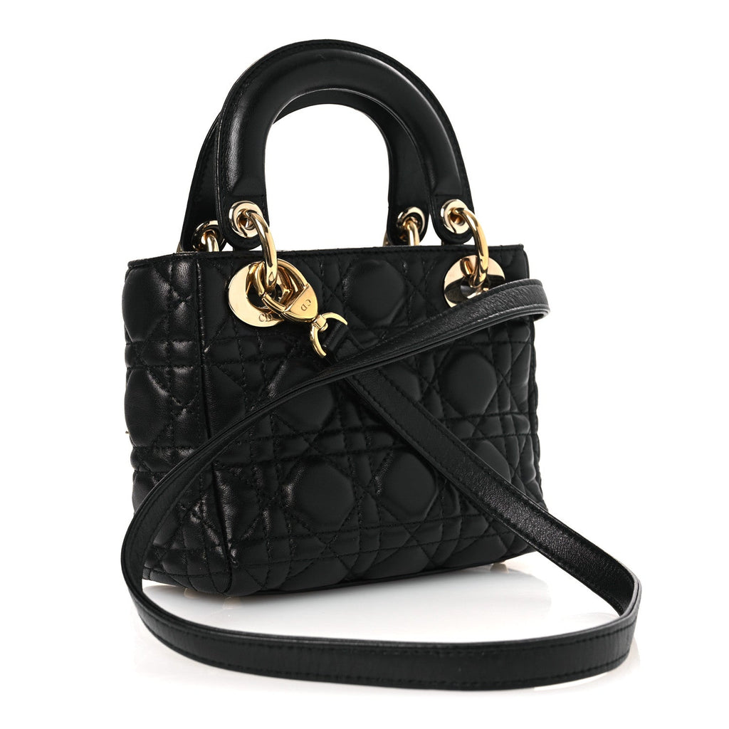 Christian Dior Lambskin Cannage Mini Lady Dior Black