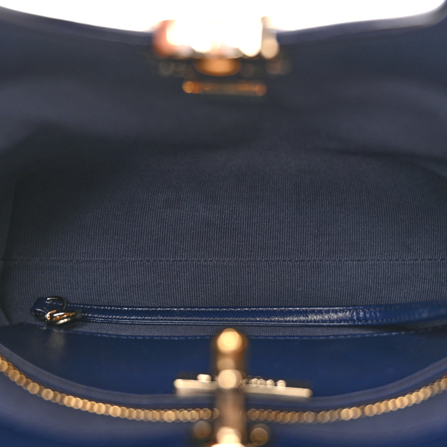 Chanel Shiny Crumpled Calfskin Quilted Mini 31 Shopping Bag Navy Blue