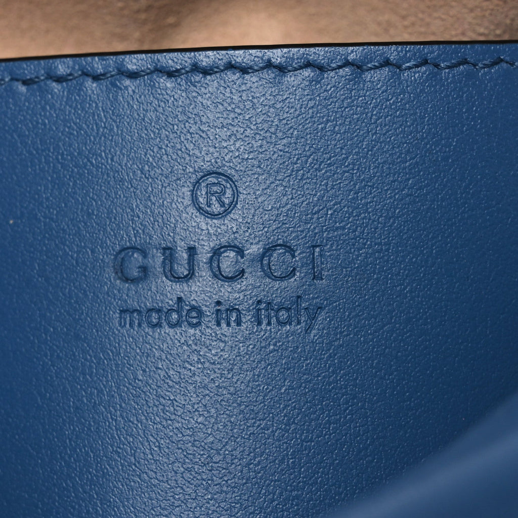 Gucci Calfskin Matelasse Aria Mini GG Marmont Chain Shoulder Bag Clear Blue